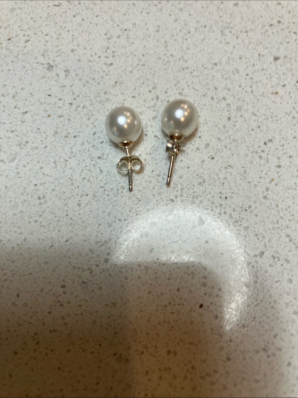 Classic Pearl Stud Earrings - 8mm White Pearl,.925 Sterling silver Setting
